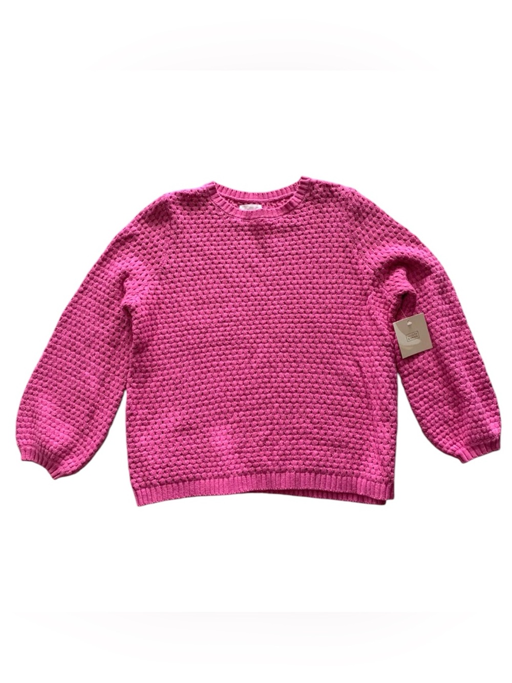 NWT 14th & Union Chunky Knit Sweater Pink L Balloon Sleeve Cottagecore Boho